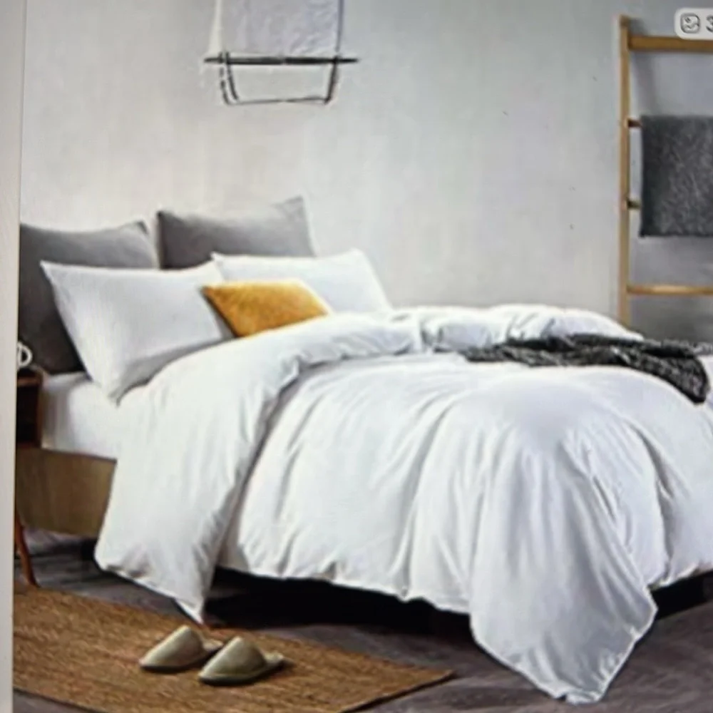 ATsense duvet cover Set CA king white NEW washed cotton 96’X104’ Hotel Style